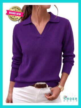 Zeagoo Long Sleeve Polo V Neck Knit Sweater Business Casual Top